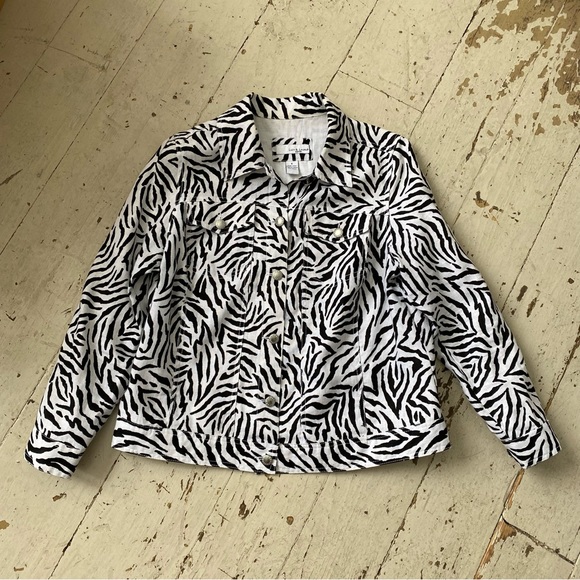 Lucy & Laurel Linen Zebra Animal Print Jacket - Picture 11 of 12